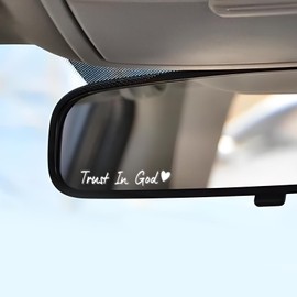 Lyxheth 4PCS Trust in God Rearview Mirror Sticker, Car Decals for Women, Trust in God Mirror Decals, Decorative Vehicle Window Self Affirmations Stickers Interior Accessories Fit Most Cars (White)
