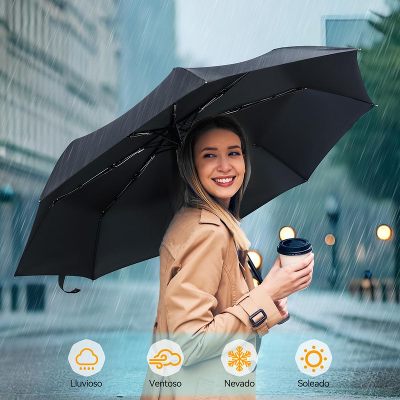 TechRise Umbrella, Compact Strong Windproof Automatic Umbrellas, Folding Lightweight, Portable