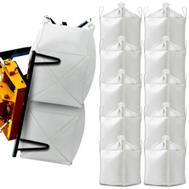 Hoolerry 10 Pcs FIBC Bulk Bag, 1.5 Ton 35" L x 35" W x 43" H 3300lbs Construction Dumpster Bag Heavy Duty Large Duffle Top Flat Bottom Woven Polypropylene Container for Sand Concrete Industrial