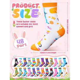 Ramede 48 Pairs Easter Socks Bulk Funny Novelty St. Patrick's Day Crew Socks for Women Men Holiday Party Dress(Easter)