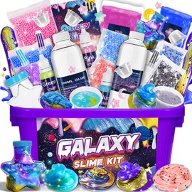 iKidiki Slime Making Kit, Toys for 6 7 8 9 10 11 12 Year Old Girls Boys Gifts Birthday Galaxy Slime Kits for Girls 6-12 Year Old Girl Boy Gifts Fluffy Slime Kids Birthday Presents Craft Kits for Kids