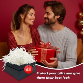 Tisspoms 1LB Crinkle Cut Paper Shred Filler, Paper Shreds for Basket Fillers, Birthday, Gift Wrapping, Anniversary, New Years, Valentine's Easter Gift Decor Party Filler (Ivory)