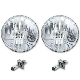 Octane Lighting 7 Inch 6 Volt Stock Style H4 Glass Lens Headlight 55/60W 6V Halogen Light Bulbs Pair