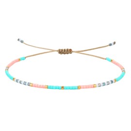 KELITCH Colourful Miyuki Beads Bracelets Tiny Rope Women's Bracelets Fashion Bangle Gift, Waxed, No-Gem-Tye