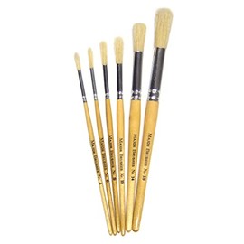 Major Brushes Hog Bristle Short Handle Round Tip Paint Brushes - Set of 6