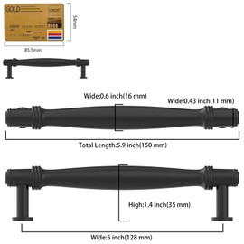 Amerdeco 10 Pack Matte Black Cabinet Pulls 5 Inch(128MM) Hole Centers Kitchen Cabinet Handle Hardware Kitchen Handles for Cabinets Cupboard Handles Drawer Pulls ZH0080