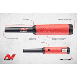 Minelab PRO-FIND 40 Waterproof Pinpointer Metal Detector for Experts with Tone ID & Adjustable Sensitivity (Built-in Flashlight, Holster & Lanyard Included)