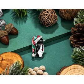 Penguin with Christmas Hat Scarf Pins Rhinestone Crystal Sparkling Christmas Brooch for Women Gifts Holiday Party Decorations with Message Card & Box