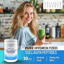 Pure Hydrolyzed Collagen Peptides (10 oz) – Unflavored Collagen Powder - Pasture-Raised, Grass-Fed, Keto & Paleo-Friendly – Kosher, Non-GMO, Gluten-Free – GMP Certified – Easy to Mix (280g)