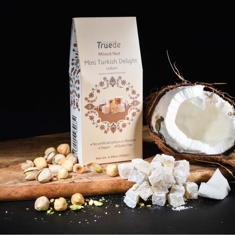 Truede Mini Mixed Nut Turkish Delight (150g) - Hand-Made, Hazelnut,