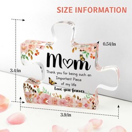 Gifts for Mom, Mother Birthday Gifts from Daughter Son, Mom Gifts - Decorative Acrylic Block Puzzle,Valentines Day, Christmas,Unique Presents for Mom