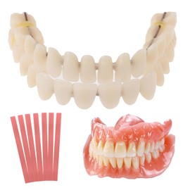 Denture Repair Kit, Soft Dentures False Teeth, Dentures Clip in Veneers Teeth Set DIY Resin Denture Kit for Repair Missing Teeth