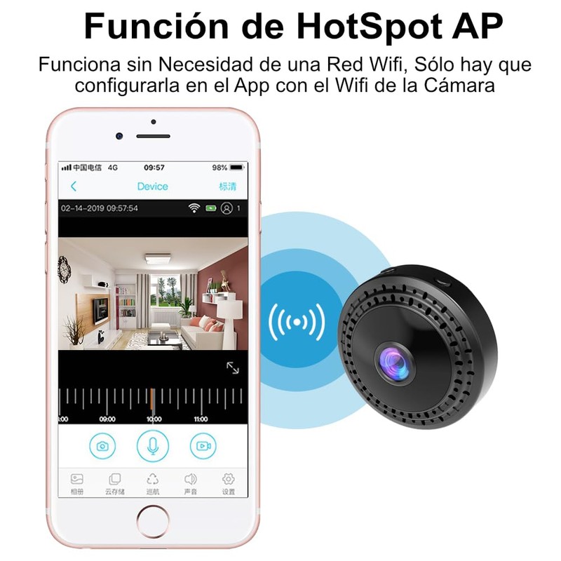 ZINKER Mini Cámara WiFi Oculta FullHD Batería iOS Android App,