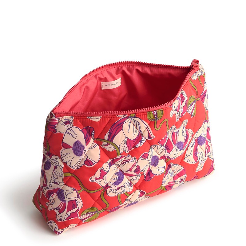 Vera Bradley Women's Featherweight Large Pouch Makeup Bag, Swirling Poppies,