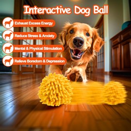 Interactive Dog Toys Ball, Self Rolling Dog Ball with Cover Anti-Chewer for Small/Medium/Large Puppy Pet Toys, Active Rolling Ball for Dogs Enrichment, Motion Activated Toys That Move its Own Orange