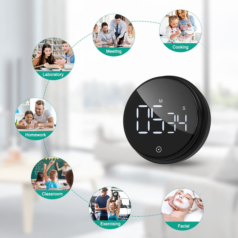 ORIA Home Kitchen Timer, 3 Inch Large LED Digital Timer,