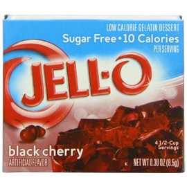 Jell-O Sugar-Free Gelatin Dessert, Black Cherry, 0.30-Ounce Boxes (Pack of 24) by Jell-O