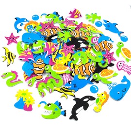 IFKEGON Foam Ocean Stickers,Bulk Self-Adhesive Sea Themed Animal Shapes for Arts Crafts ， Decoration Classroom Teaching DIY Supplies Materials (180, sea Animal)