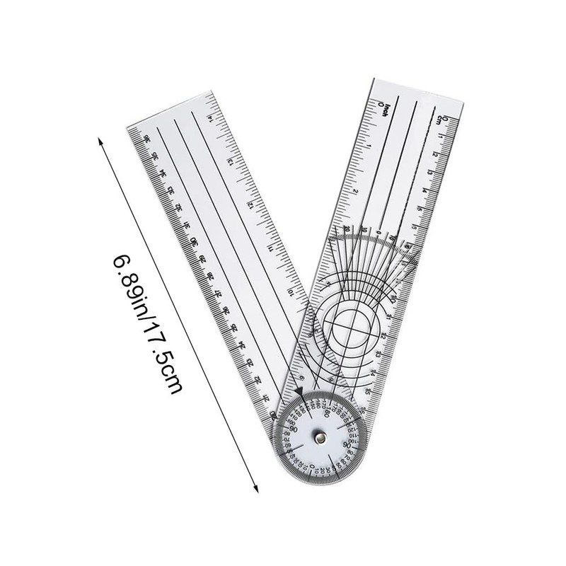 Clear Plastic Goniometer Angle Measuring Tool Protractor Finder Quick 360