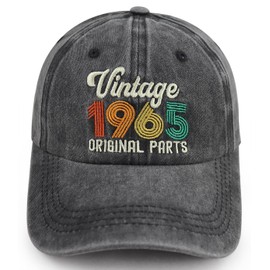 60th Birthday Gifts for Women Men, Funny 60 Years Old Birthday Decorations Baseball Cap, Adjustable Embroidery Vintage 1965 Original Parts Hats Black