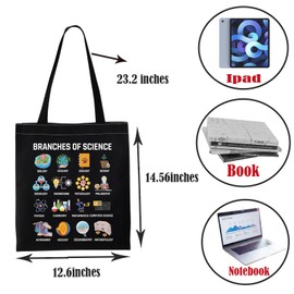 PWHAOO Science Teacher Tote Bag Branches of Science Tote Bag Science Lover Gift Scientist Gift (Science Branches TOTE)