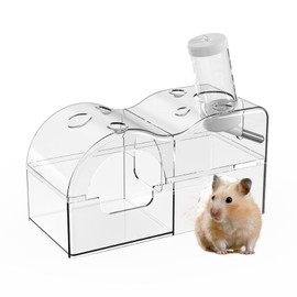 Hamster Multifunctional Hideout House,3 in 1 Feeder,Water Bottle,Sand Bath Box,Removable Habitat Decoration,for Syrian Dwarf,Gerbils Mouse Mice Rat Small Animals