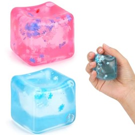 Gretex Juguetes de Presión para Todas las Edades: Paquete de 2 Juguetes Blandos Sensoriales Tipo Cubo de Hielo, Juguetes de Presión Relajantes para Niños, Adolescentes y Adultos, Favores de Fiesta