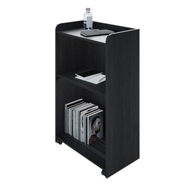 Podium Stand Portable,Church Pulpit Podium with Wheels,Lectern for Classrooms,Podium Stand Hostess Stand Reception Desk with Storage Shelves,Black