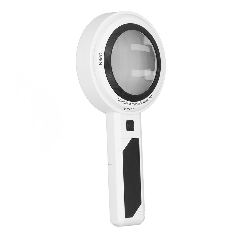 Reading Magnifying Glass 15X Magnification 3 Colors Adjustable LED Illuminated