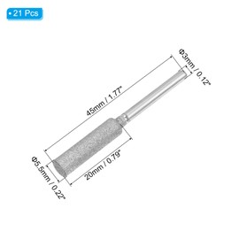 PATIKIL 21 Pcs Diamond Chainsaw Sharpener 7/32 Inch High Hardness Sharpening Stone Polishing Chainsaw Sharpening Kit Grinding File Tool for Chain Saw Stone Jewelry Wood, Silver(5mm)