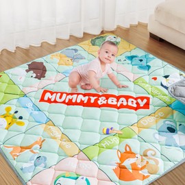 Foldable Baby Play Mat, Soft Baby Floor Mat, 127 * 127cm Non-Slip Crawling Mat, Machine Washable, Suitable for Babies, Toddlers and Infants to Play with