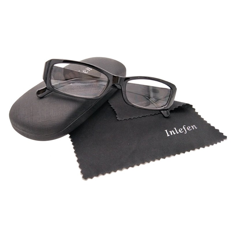 Inlefen Schlanke rechteckige Lesebrille Retro Vintage Brillen Herren Damen (black