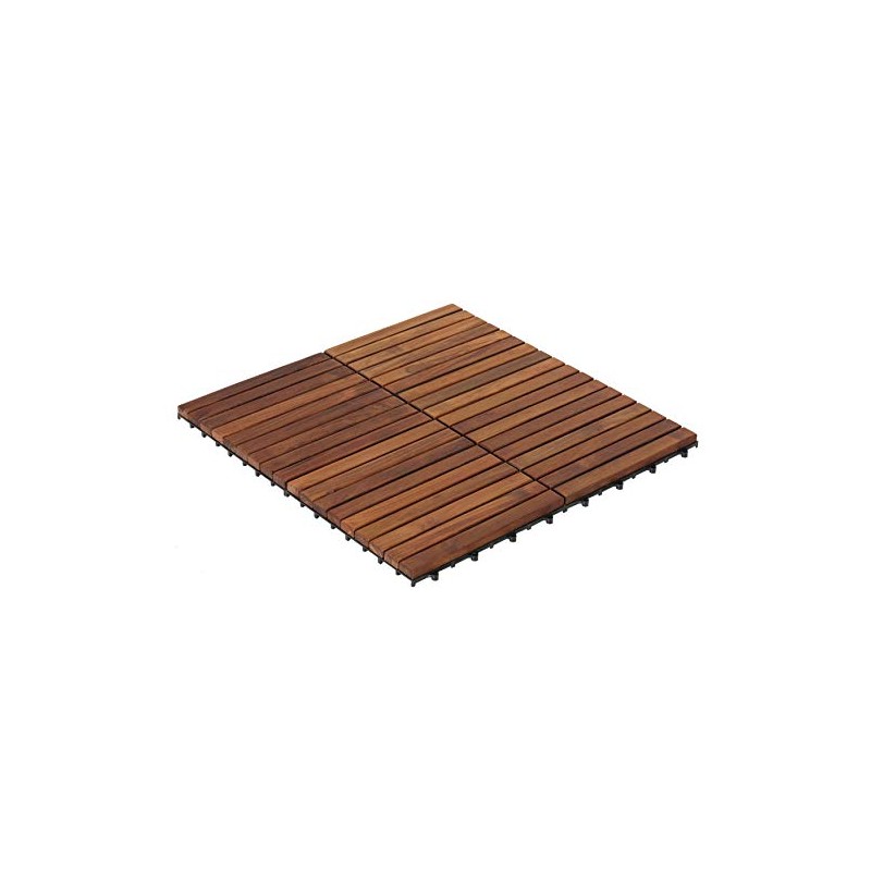 Bare Decor EZ-Floor Interlocking Flooring Tiles in Solid Teak Wood
