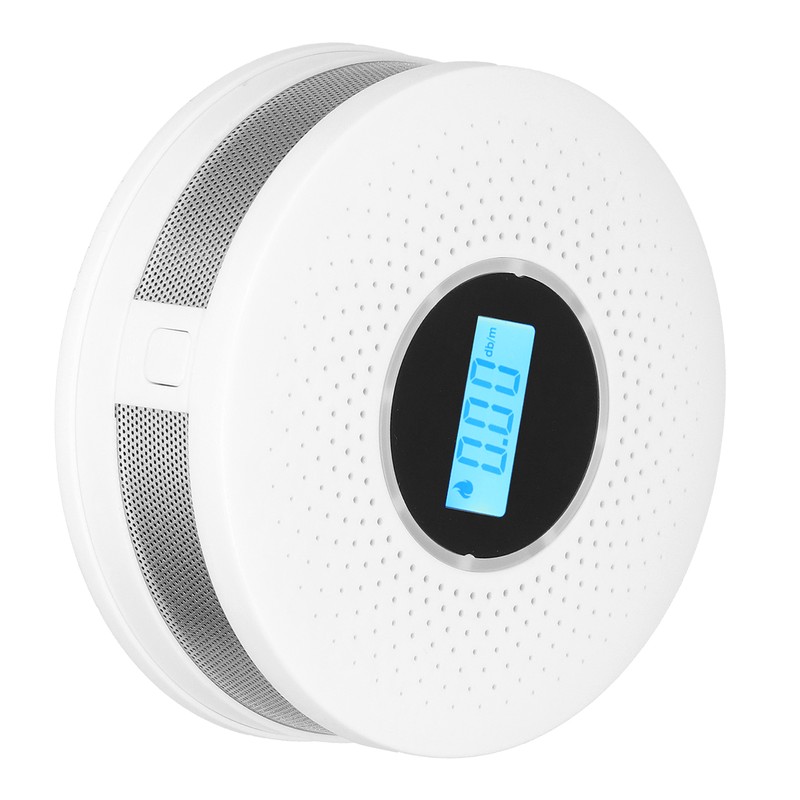 CO Smoke Combination Detector Photoelectric Sensor Sound Light Alarm LCD