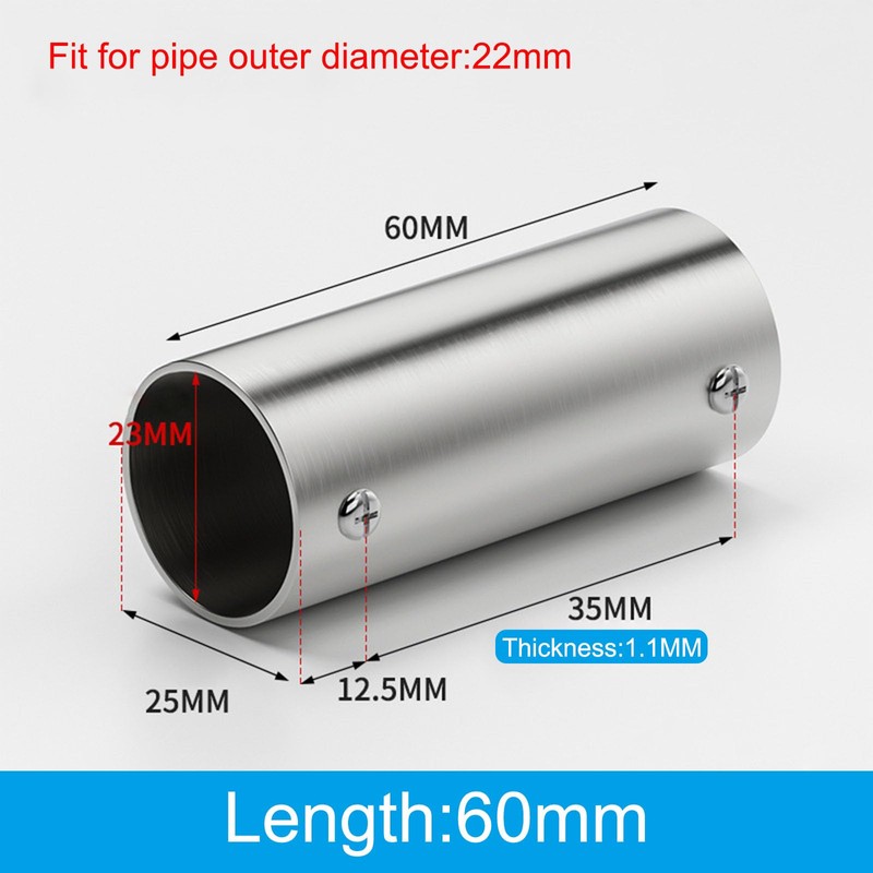 22mm Stainless Steel Straight Pipe Fitting Tube Rod Connector For