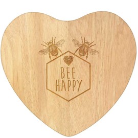 'Bee Happy Bumblebees' Wooden Heart Shaped Chopping/Cutting Board (WB00080406)