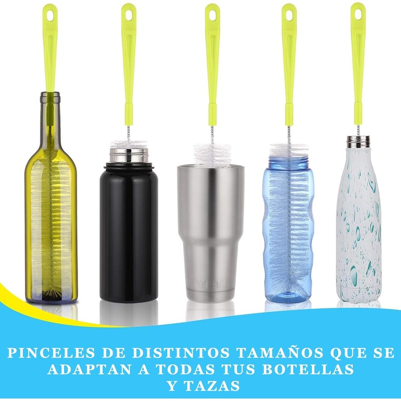 Juego de 8 Cepillos para Limpiar Botellas, Cepillo para Lavar