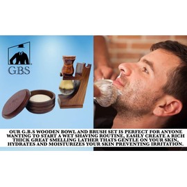 G.B.S Men's Classic Wooden Shaving Set Shaving Brush with Wooden Stand And 3.5 Inches Diameter Shaving Soap Bowl