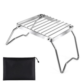 16 x 16 cm Tragbarer Lagerfeuergrill Edelstahl Klappbarer Grillgitter mit Tragetasche Faltbarer Lagerfeuer Grill für Camping Trekking Garten und Outdoor Grill-Spaß