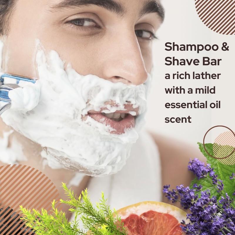Whiff Botanicals Champú y barra de afeitar, aceites esenciales, ingredientes