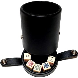CHH Black Leatherette Deluxe Dice Cup With Storage Compartment for Included Poker