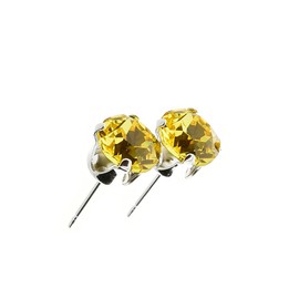 pewterhooter London Collection Women's Sparkling Light Topaz Sterling Silver Stud Earrings with Gift Box.