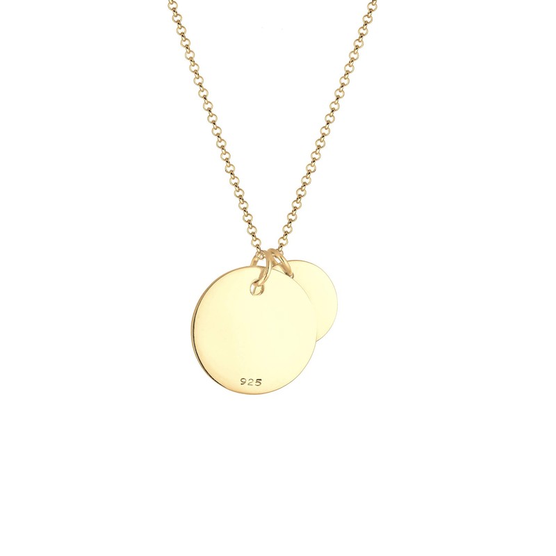 Elli Women's Pea Chain Necklace Plate Circle Duo Brushed in