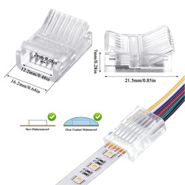 YUTOKEER LED Connector 5pcs 6-Pin 12mm RGBCCT LED Strip to Wire/Strip to Strip Connector Unwired Clips Solderless Adapter Terminal Extension Connection, 2pcs L-Shape/H-Shape Connectors
