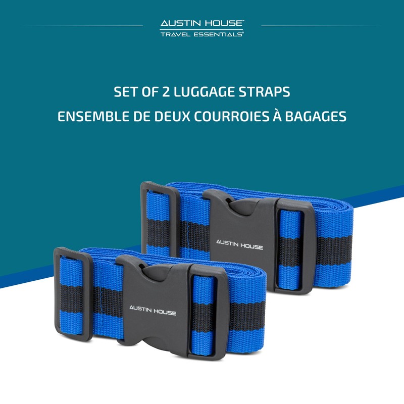 Austin House Travel Essentials Luggage Strap — Heavy-Duty Webbing, Adjustable