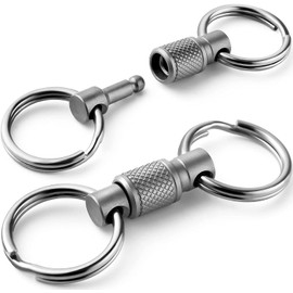 TIMULTI Titanium Keychain, Detachable Quick Release Carabiner, Key Chain, Includes 2 Split Rings, Small, Lightweight (2 x New Arrival)