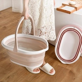 Foldable basin bucket multi-purpose water container Foldable basin beige 2ea