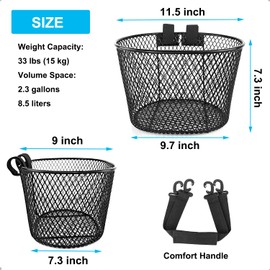 Adult Bike Basket Front, Bicycle Basket for Women, Waterproof Metal Wire Bicycle Basket with Carrying Handle, Suitable for Most Adult Bicycles, Practical Bike Accessories