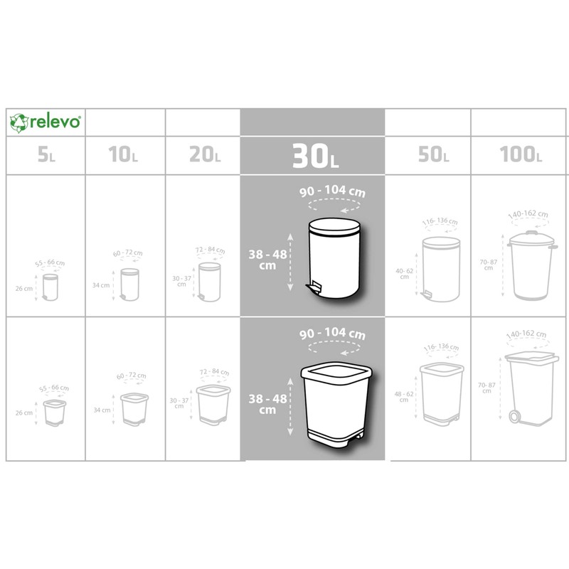 Relevo 100% Recycled Bin Liners, Heavy Duty 30L, 45 Bin