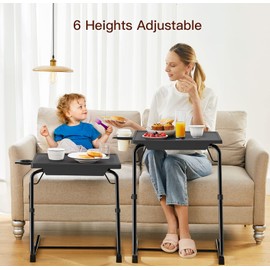 HUANUO Adjustable TV Tray Set of 2 - TV Dinner Tray on Bed & Sofa, Comfortable TV Tray Table with 6 Height & 3 Tilt Angle Adjustments (2 Pack)